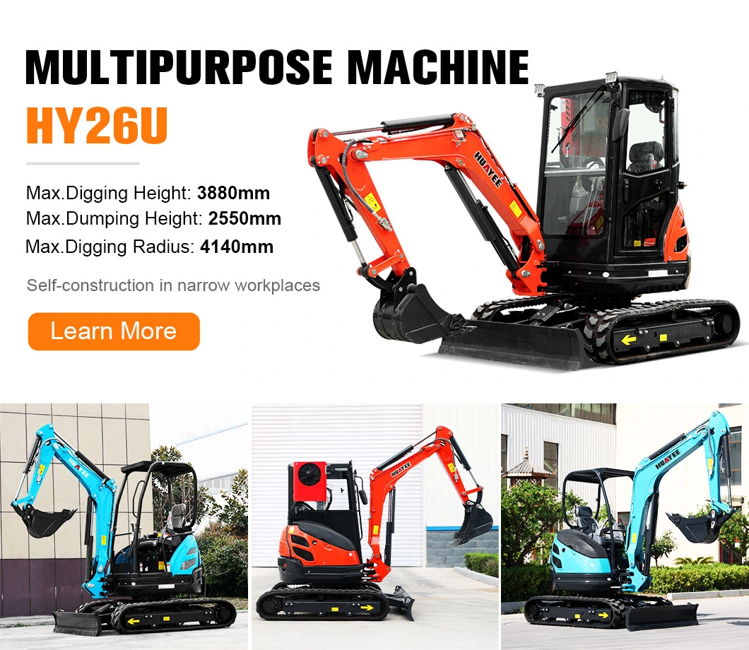 Huyee Factory Crawler Euro 5 EPA 4 Engine 1.8ton Small Digger 1ton 2ton 3.5 Ton Hydraulic Construction Diggers 1800kg Mini Excavator for Sale Prices with Thumb